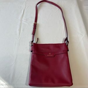 Nanette Lepore Deidra red pebbled vegan leather crossbody shoulder travel bag